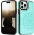 MMHUO Flower Magnetic Back Flip Case for iPhone 15 Pro, Mint, with Card Holder & Wallet Design
