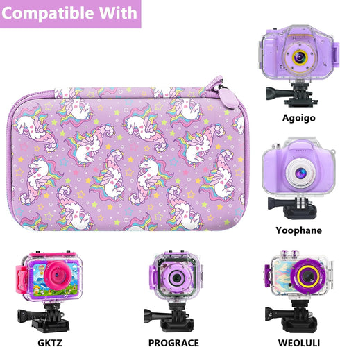 Leayjeen Waterproof Camera Case Compatible with Agoigo/Yoophane/DEKER/MIIULODI for Underwater HD Kids Toy Digital Camera for Ages 3-12 Years Old,Easter and Birthday Gift-Purple Unicorn(Case Only)