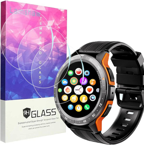 Compatible 9H Tempered Glass Screen Protector for VIRAN W101 Smart Watch, Lamshaw, 1.43 inches, 3 Pack