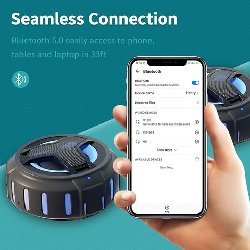 EBODA Bluetooth Shower Speaker, Portable IP67 Waterproof Wireless Speaker with LED Light, True Wireless Stereo,