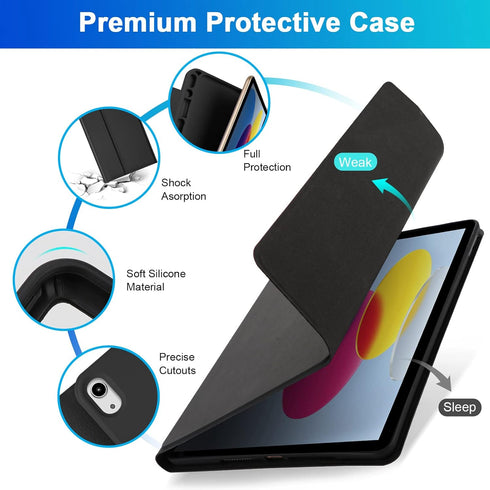 LAMA Slim Detachable Keyboard Case for iPad 10th Generation 10.9" 2022, Wireless Keyboard Case with Pencil Holder, Black