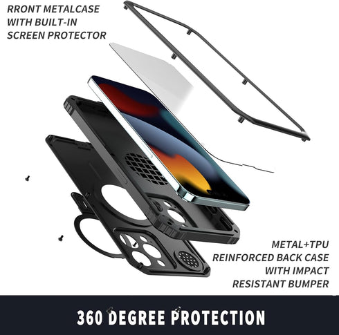 iPhone 15 Pro Max Phone Case, Compatible with MagSafe Military Grade Full Protection with Built-in Silicone Shockproof