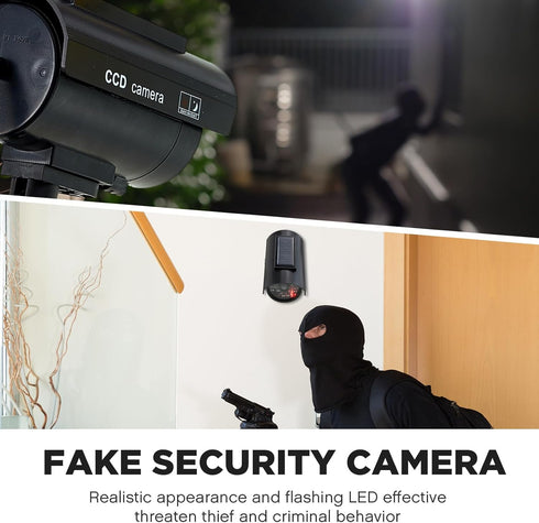 Kanayu 6 Pieces Solar Powered Fake Security Camera, Simulated Surveillance with Realistic Red Flashing Lights