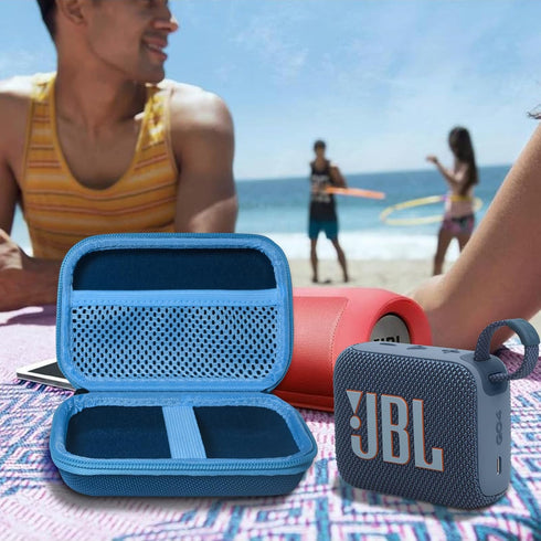 Case for JBL GO 4 Portable Bluetooth Speaker, Eco Cover with Adapter Slots, Waterproof and Dustproof Feature, Blue
