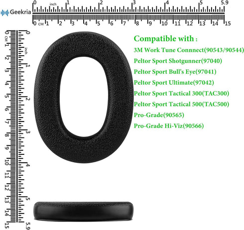Geekria QuickFit Replacement Ear Pads for 3M WorkTunes Connect Peltor Sport Bull's Eye Headsets