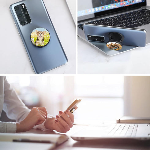 40 Pieces Blank Sublimation Phone Grip Holders, 40 Collapsible Brackets, Aluminum Sheets, Stickers for Smartphones and