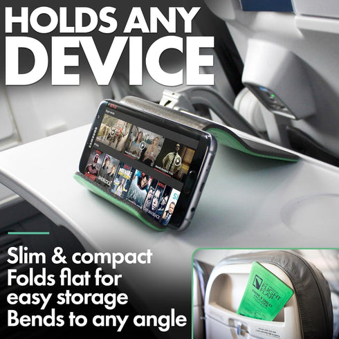 Airplane Phone Holder, Flexible Folding Cellphone Stand for Desk, Bed, Office, Treadmill - Original Green