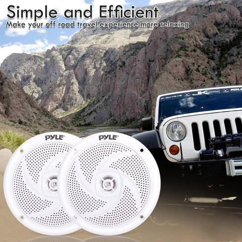 Pyle Marine Speakers - 5.25 Inch 2 Way Waterproof Outdoor Audio System, 180 Watt Power, 1 Pair, White