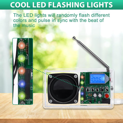 IS 76-108MHz ICSTATION FM Radio Soldering Kit, DIY Radio Kit with LED Flashing Lights FM LCD Dplay FM Radio Kit