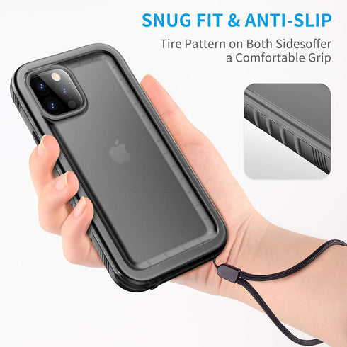 Cozycase Waterproof Case for iPhone 12 Pro Max - Built-in Screen Protector, Shockproof Full Body Cover (Black)