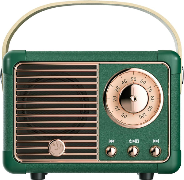 Cute Retro Bluetooth Speaker, Portable Wireless Small Speakers for Indoor Outdoor Vintage Home Office Decor, Green