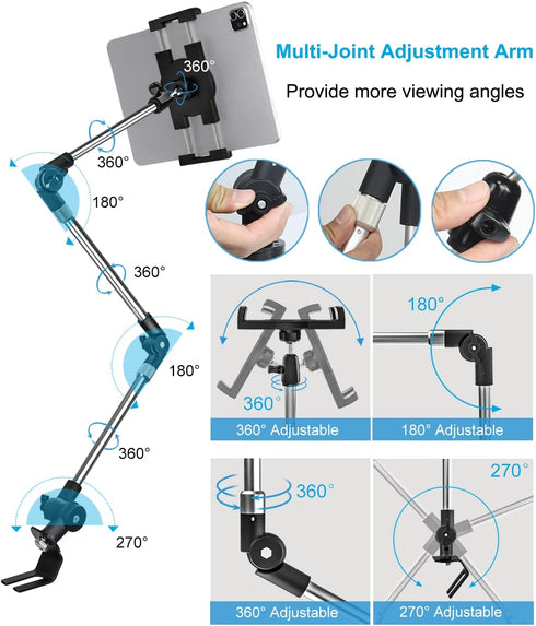 woleyi 35" 4-13" Car/Truck Seat Rail Tablet Mount, Heavy Duty Car Floor Bolt Tablet Holder, Vehicle Front Seats Stand