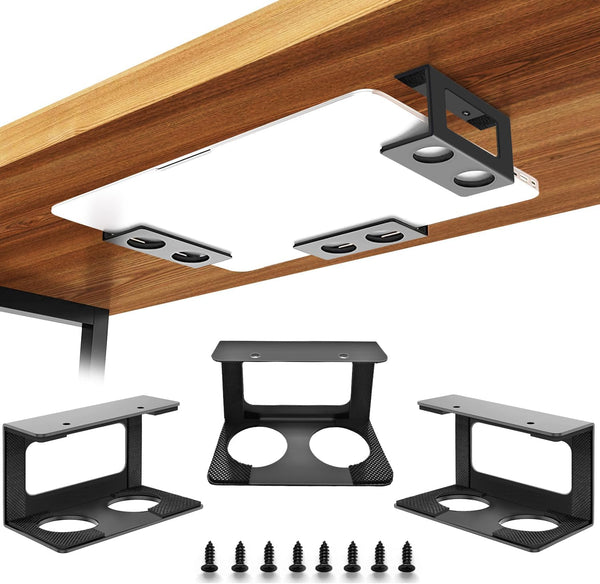 Under Desk Laptop Mount, 3 inches Tall Aluminum Holder Rack for Laptop MacBook Dell OptiPlex PS4 & More