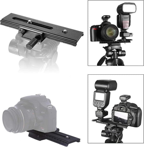 L-LINK 16cm/6.3in 2 1/4" Way Macro Focusing Rail Slider, Quick Screw Release Mount Camera Flash Support Plate, Focusing