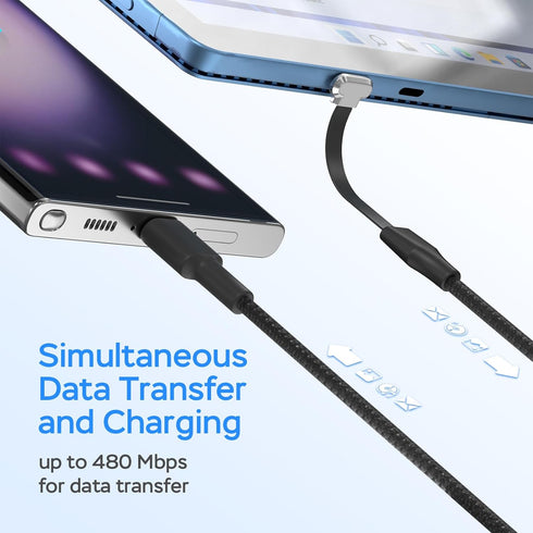 USB C Charger Cable, 60W 3.3ft Type C Charging Cable, Flat 90-Degree C-Port for Samsung S23/S22/S21, iPhone 15 Pro