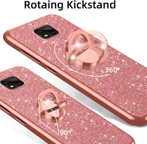 nancheng Glitter Luxury Case for Moto G Power 2021, Soft TPU Silicone with Kickstand, Rose Gold