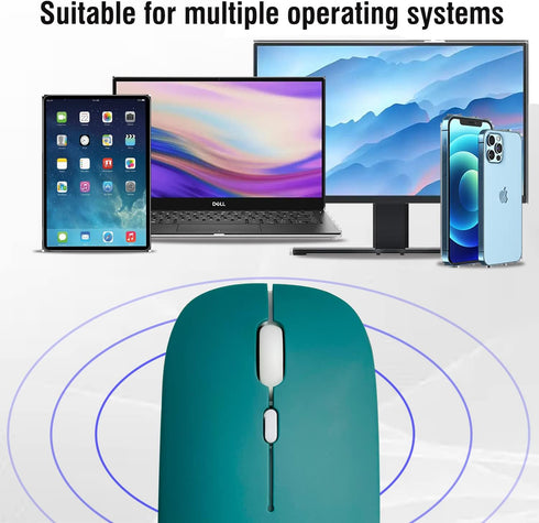 Wireless Bluetooth Mouse, Rechargeable Slim Silent Mouse for iPad/MacBook Pro/Air/Laptop (Jade Green)