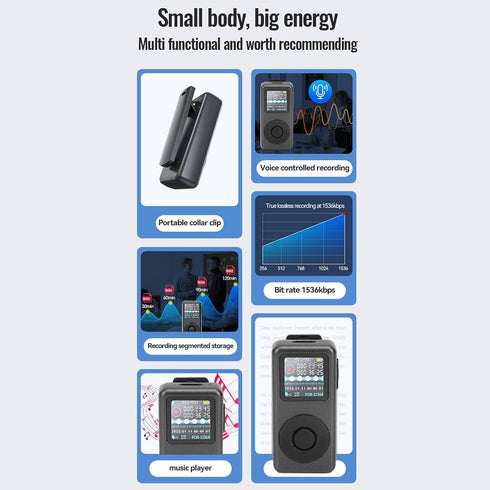 XUMIUZIY MP3 1536Kbps 5 (32GB) Player, Music Player Digital Audio Player with Noise Reduction HD Lossless Recording