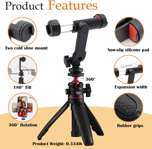 Byrgfkjt 360 Extendable Selfie Stick & Mini Tripod, Rotatable Selfie Stick with Non-Slip Grip for Smartphones & Action