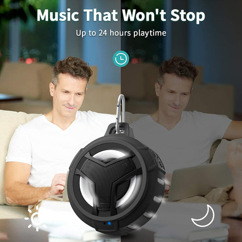 EBODA Bluetooth Shower Speaker, Portable IP67 Waterproof Wireless Speaker with LED Light, True Wireless Stereo,