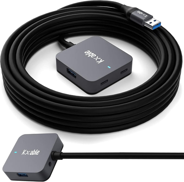 Kxable Upgrade USB Extension Cable 15FT with 4-Port (2 A + 2 C),
