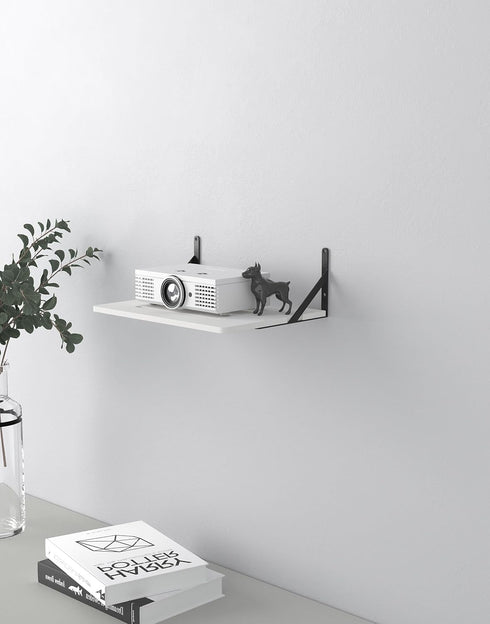AREAJD Black White Small Mini Projector Shelf for Wall, Cable Box / Router Shelf,Floating Projector Mount, Holder Stand