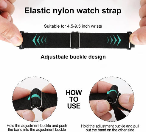 2 Pack Stretchy Nylon Watch Bands Compatible with Mindrose H80 1.47 inch Smart Watch, Loop Soft Elastic Straps for
