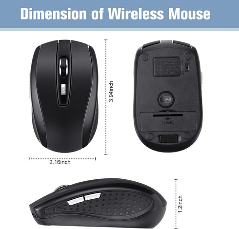 Macarrie 12 Pack Wireless Mouse, 1200dpi Wireless Computer Mouse with 6 Buttons, USB Receiver for Windows, PC
