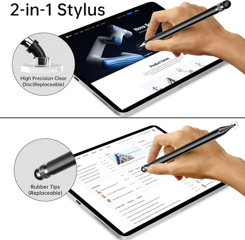 10 Pcs 2-in-1 Stylus Pen for Touch Screen, High Precision and Sensitivity, Compatible with iPhone/iPad/Android Tablets