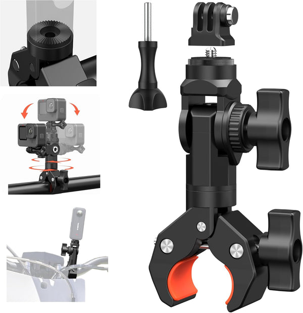 Bike Motorcycle Handlebar Action Camera Mount Holder for Gopro, Insta360, AKASO, Super Clamp Bracket