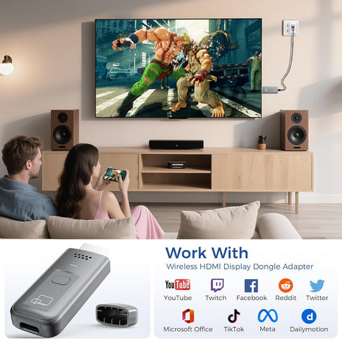 Hokone 4K 1080P Wireless HDMI Transmitter and Receiver, Decode Output, Video Audio Streaming Adapter
