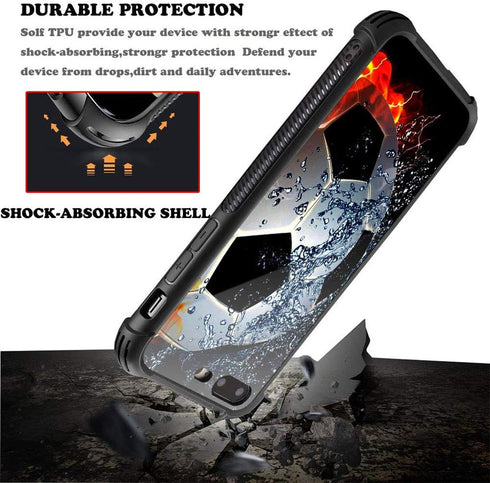 CARLOCA iPhone 8 Plus Case, Sizzling Soccer Design, Shockproof Anti-Scratch Case for iPhone 7/8 Plus