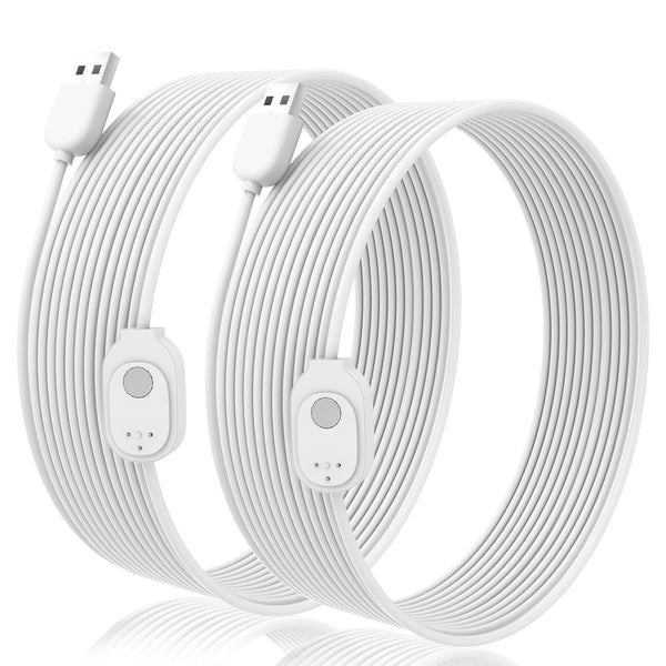 JYJZPB Magnetic Charging Cable for Arlo Ultra 1/2, Pro 3/4/5S, Indoor/Outdoor Use, 2 Pack, White 16FT