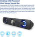 Desktop Compact USB Powered Wired Multimedia Mini Stereo Sound Bar 3.5mm Audio Jack Blue LED 2.5 Watts Speaker