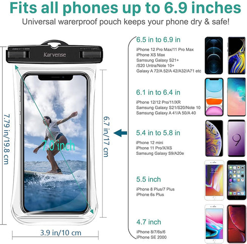 Waterproof Phone Pouch/Case, 4 Pack Large Waterproof Pouch for iPhone, Samsung Galaxy & Pixel, IPX8 Protector