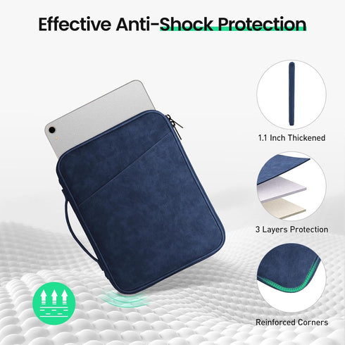 DTTO 9-11 Inch Tablet Sleeve Bag, Waterproof Travel Case for iPad Air M2, iPad Pro M4, Galaxy Tab A9+, Navy Blue