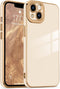 Lafunda iPhone 13 Case: Cute Luxury Golden Edge, Shockproof Soft TPU Bumper, Full Camera Protection, White for Women &