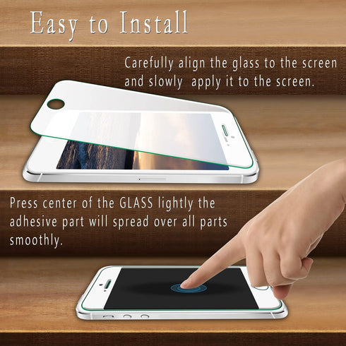 HPTech 2-Pack Tempered Glass for iPhone SE 2016, iPhone 5S, iPhone 5, iPhone 5C Screen Protector, Easy to Install,