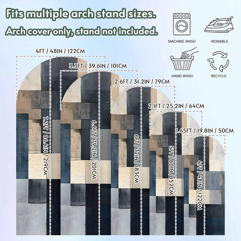 Jnbasdffb 7.2 Abstract Geometric Wedding Arch Cover,Stretchy Spandex Arch Backdrop Stand Covers FT,Blue Beige Gradient