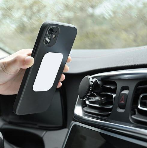 Phone Magnets for Back of Phone, Universal Metal Plates, 2 Rectangular & 2 Round with Adhesive, Car Phone Magnets White