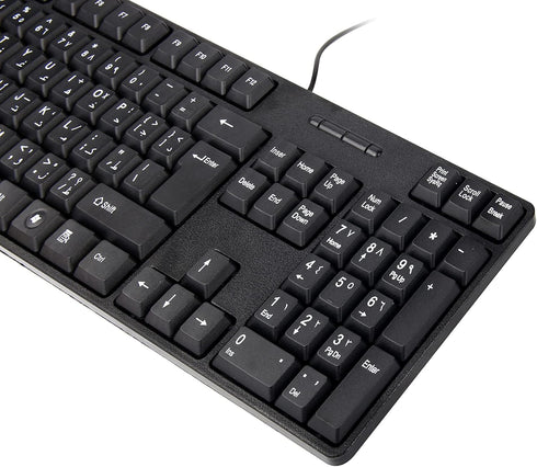 MCSaite Wired Arabic/English Computer Keyboard, Full-Size 104-keys, USB Plug-and-Play, Compatible with PC, Laptop