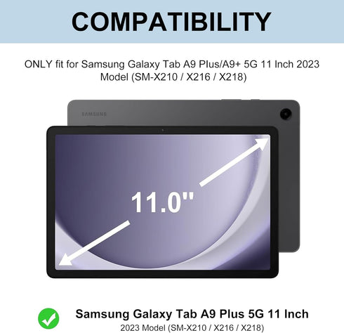 Keyboard Case for Samsung Galaxy Tab A9 Plus/A9+ 5G 11” (SM-X210/X216/X218), Detachable Wireless Bluetooth Keyboard,
