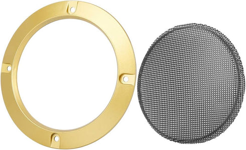 X AUTOHAUX 2pcs 4" Car Metal Audio Speaker Cover, Black Glossy Mesh Subwoofer Grill Horn Guard, Decorative Circle