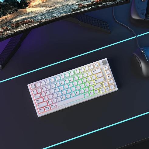 Guffercty kred 128 Keys Minimalist White Keycaps, XDA Profile Dye-sub PBT Keyboard Caps for 60% 65% 75% 96% Mechanical