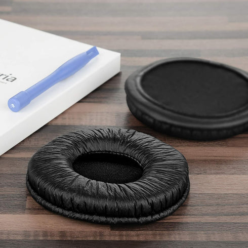 Geekria QuickFit Leatherette Replacement Ear Pads - Black for Sony MDR-V500DJ, MDR-V500, WH-CH520 Headphones