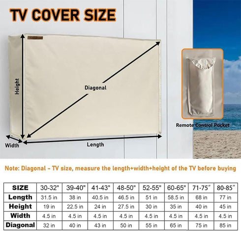 60-65 Inches, 600D Outdoor TV Cover HOMEYA Heavy Duty Waterproof & Weatherproof TV Screen Protector with Double Zipper