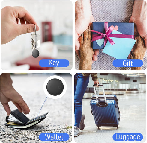 Smart Tag Bluetooth Luggage Tracker - IP68 Waterproof Air Tracker for Keys, Luggage, Backpack, Wallet (4 Pack)