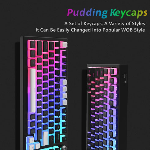 Womier Pudding Keycaps Set, 165 PBT Keycaps, Shine Through OEM Profile for 100%, 75%, 65%, 60% Keyboards - Black
