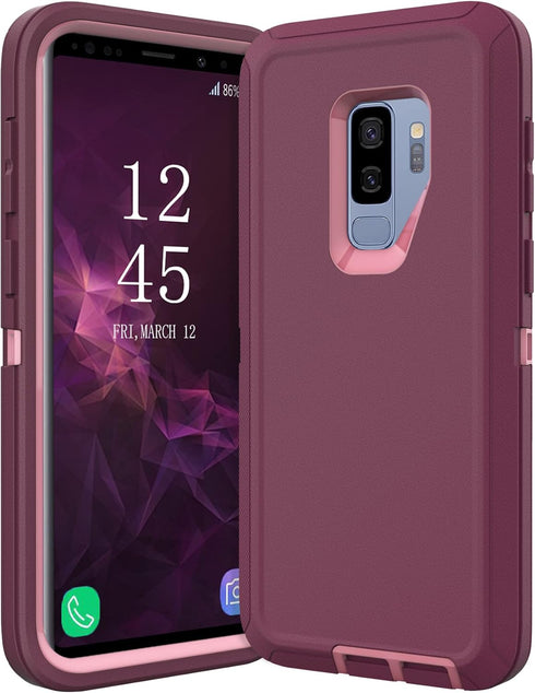 Shockproof Dropproof Case for Samsung Galaxy S9 Plus, Heavy Duty Protective Cover for 6.2 Inch (Purple/Pink)