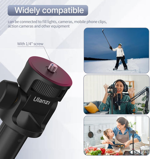 ULANZI MT-79 81" 1/4" 180 2.2lb Extendable Tripod Aluminum Portable Adjustable Light Stand w Screw, Rotation Camera